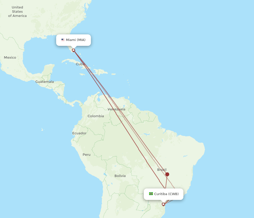 MIA-CWB flight routes