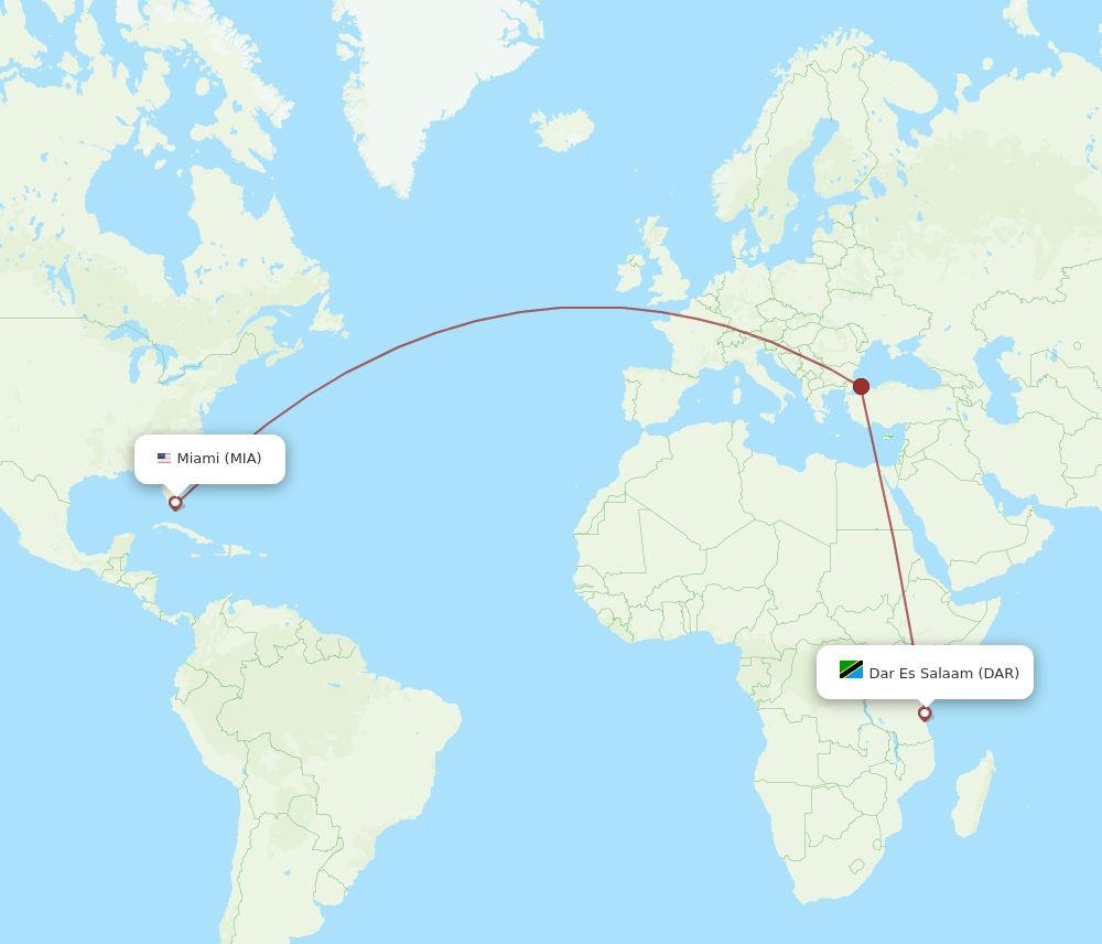 MIA-DAR flight routes