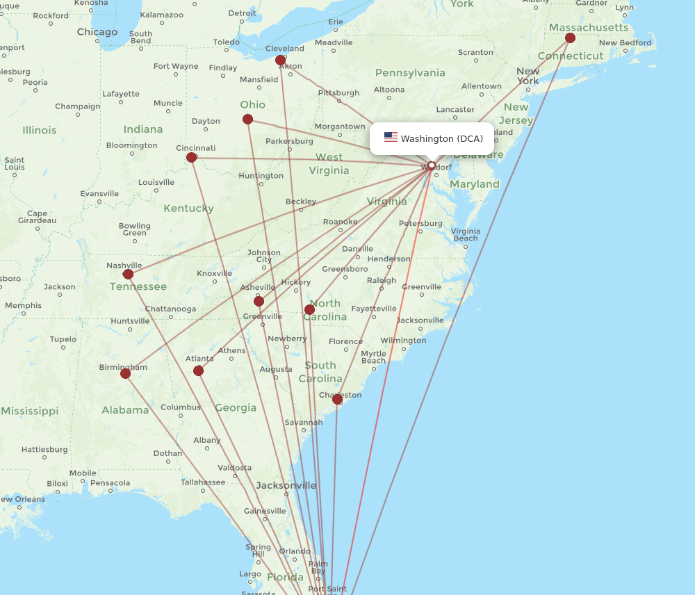 MIA-DCA flight routes