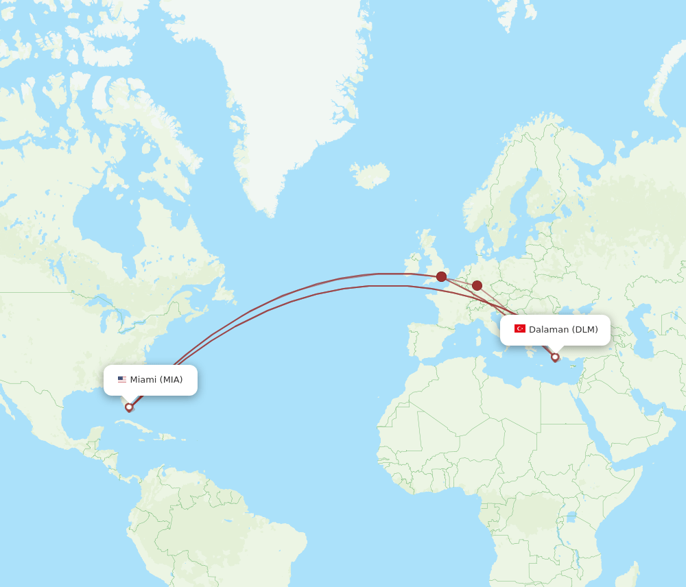 MIA-DLM flight routes