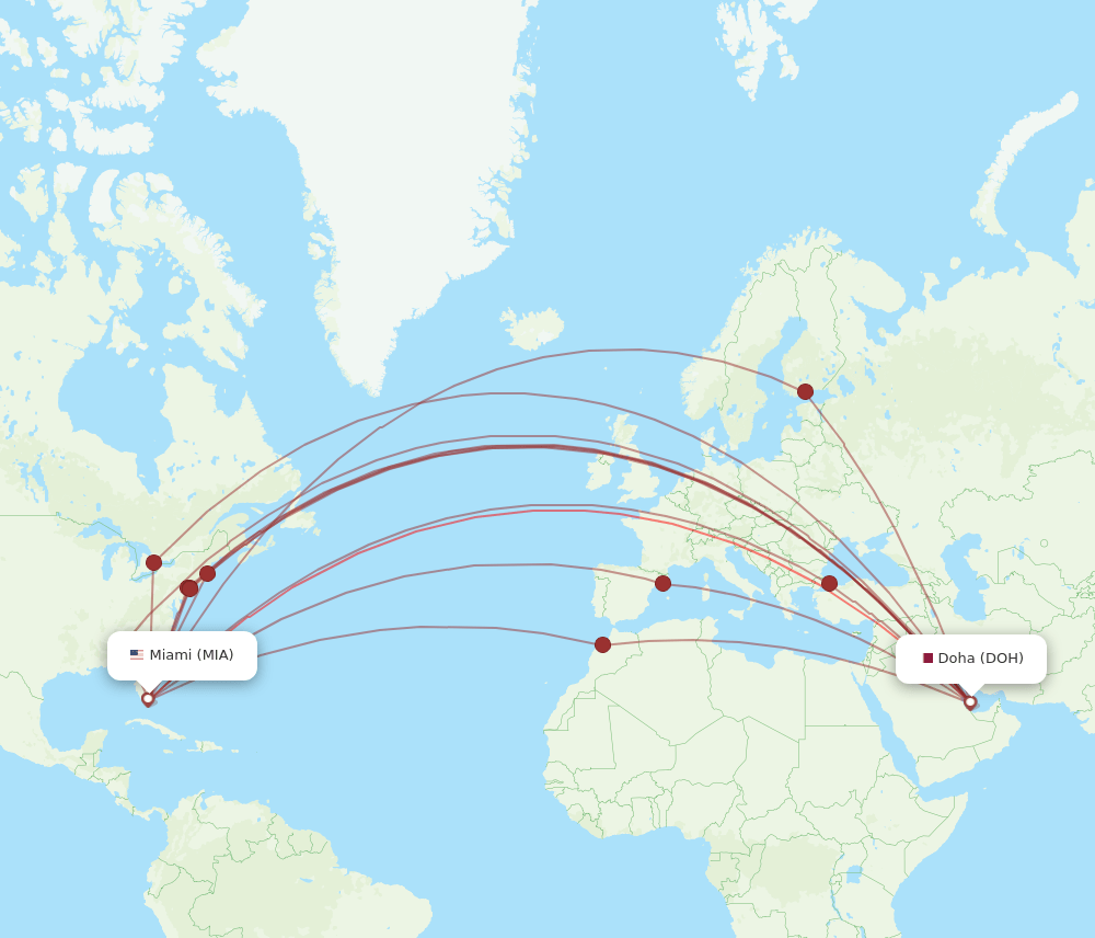 MIA-DOH flight routes