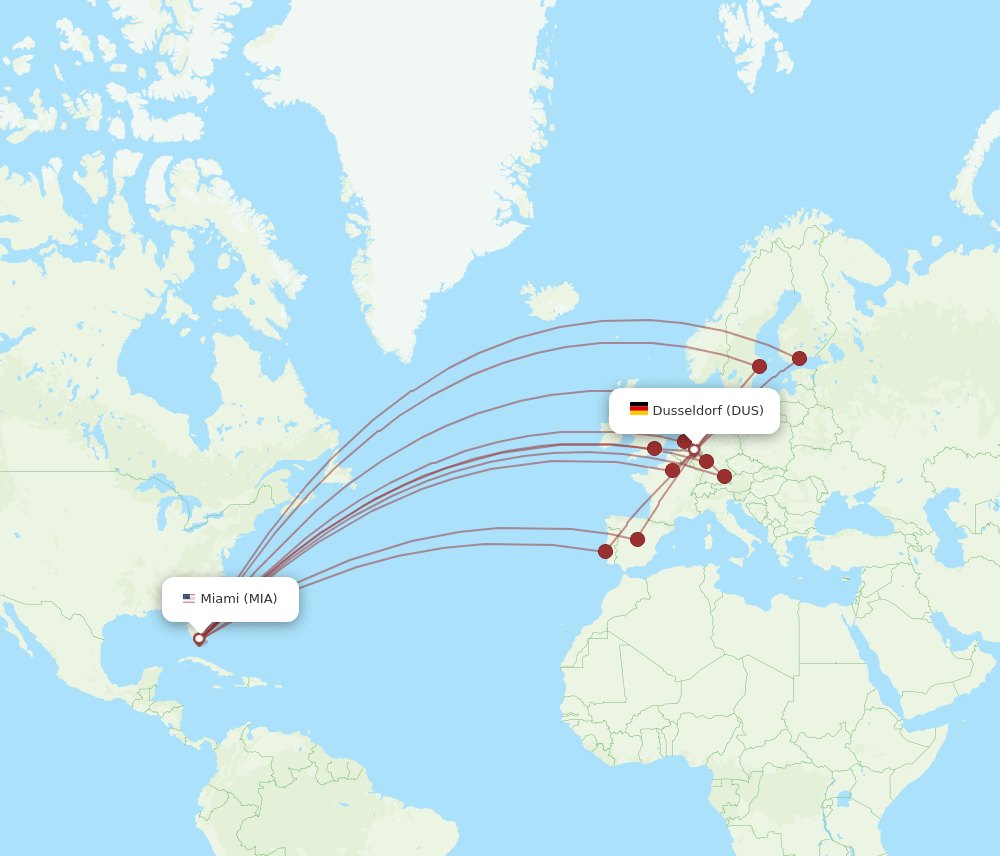 MIA-DUS flight routes