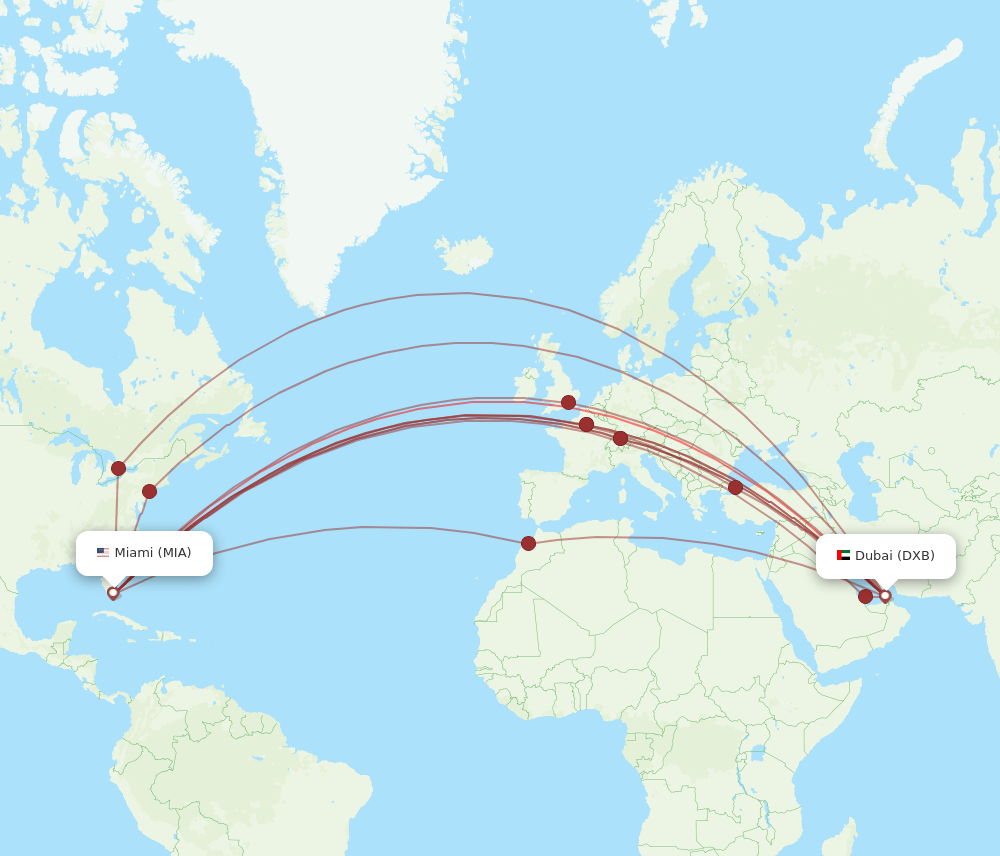 MIA-DXB flight routes