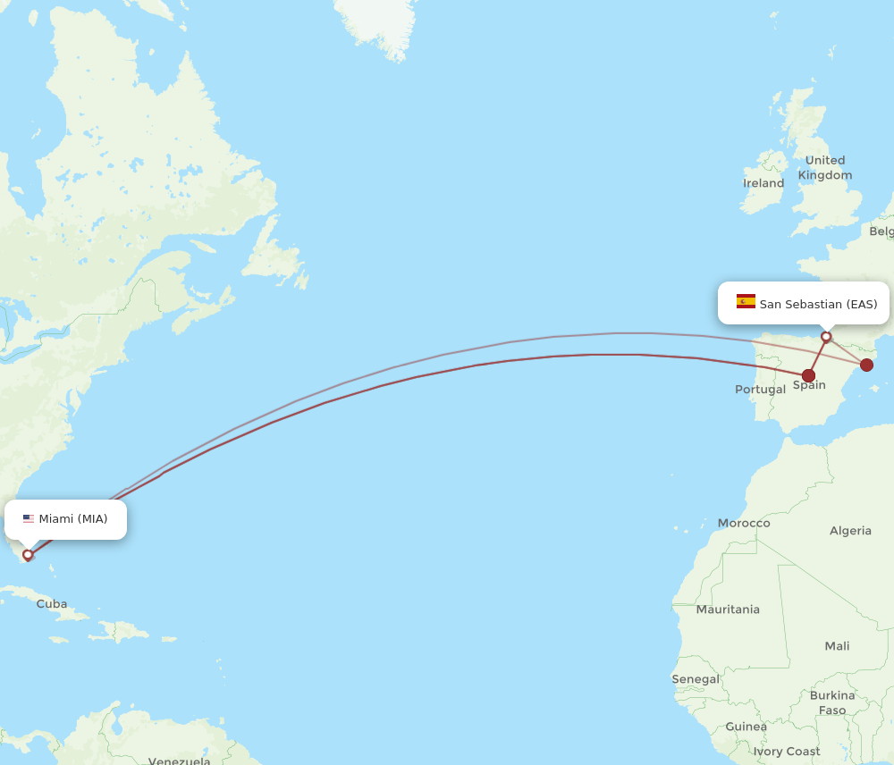MIA-EAS flight routes