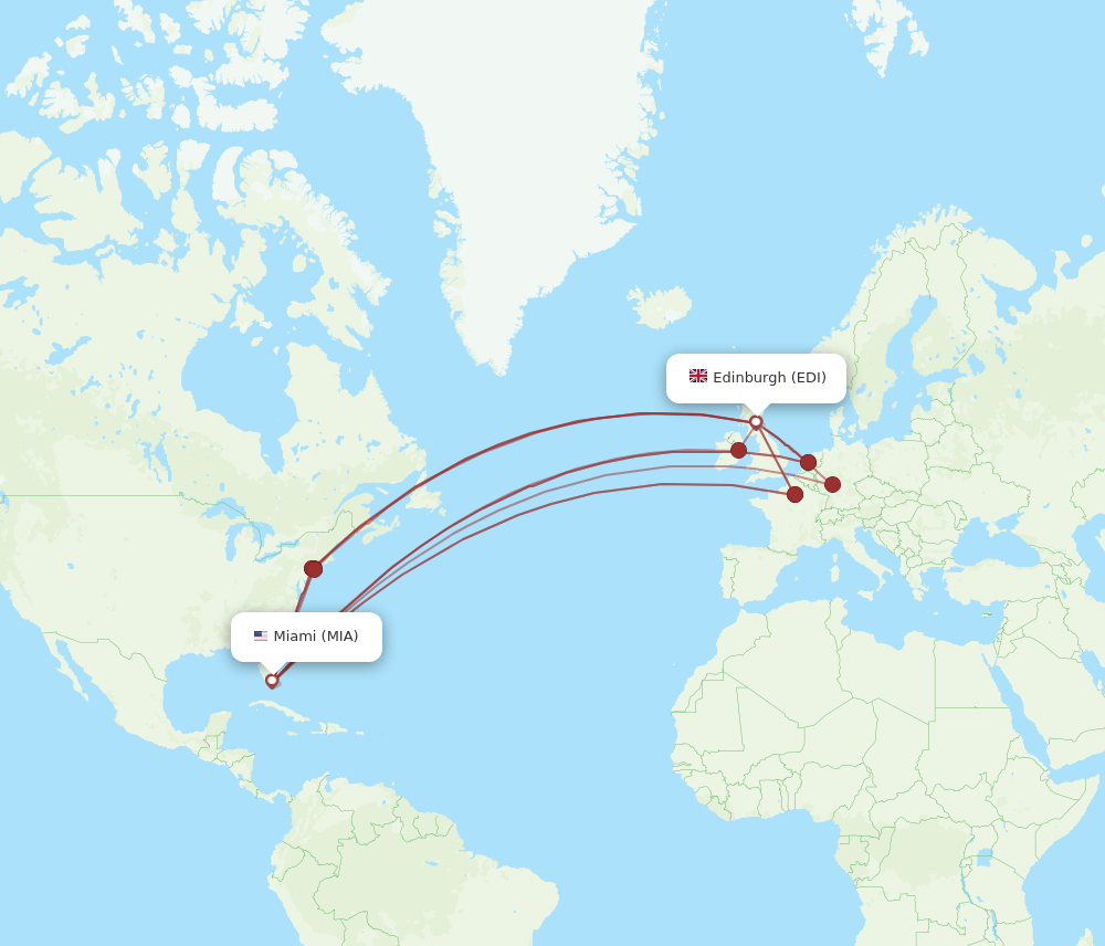 MIA-EDI flight routes