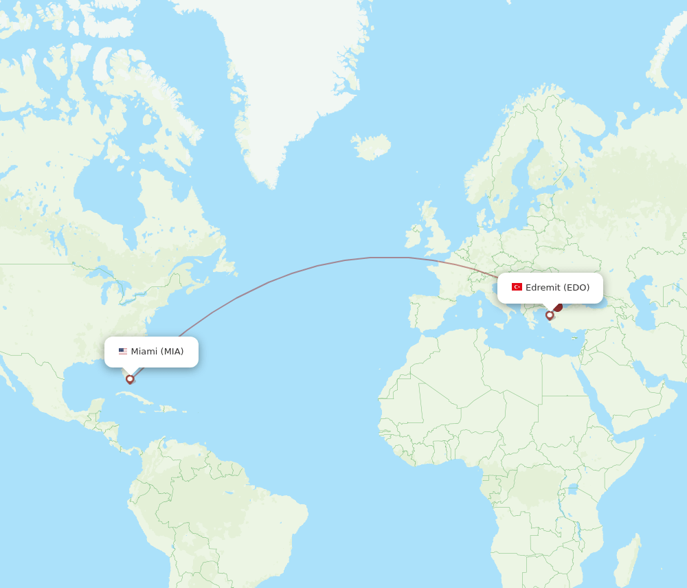 MIA-EDO flight routes