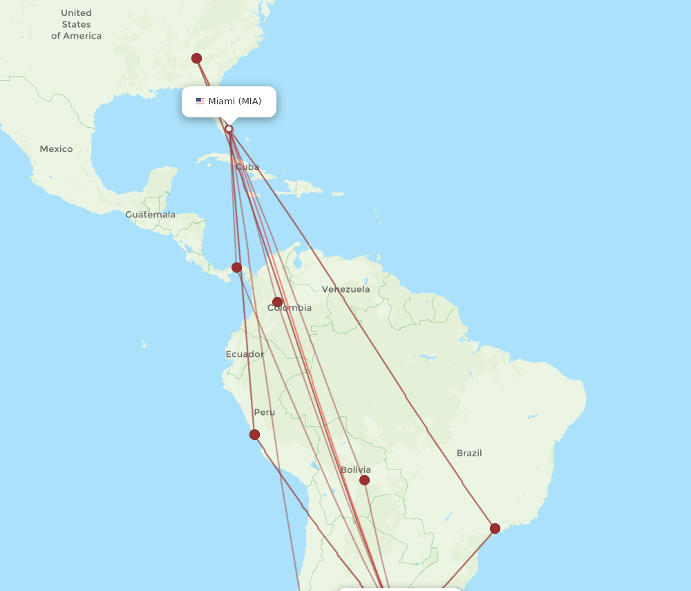 MIA to EZE flights and routes map