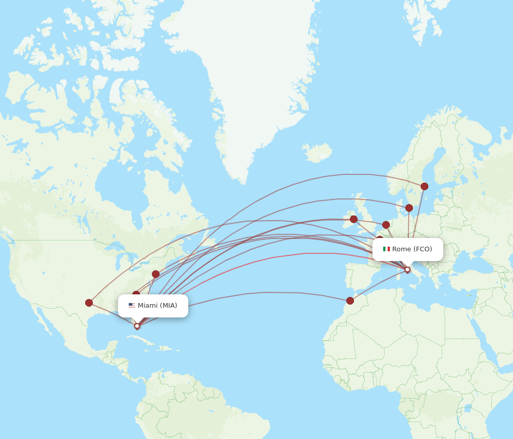 MIA-FCO flight routes