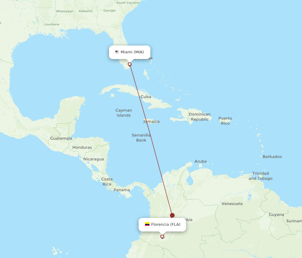 MIA-FLA flight routes