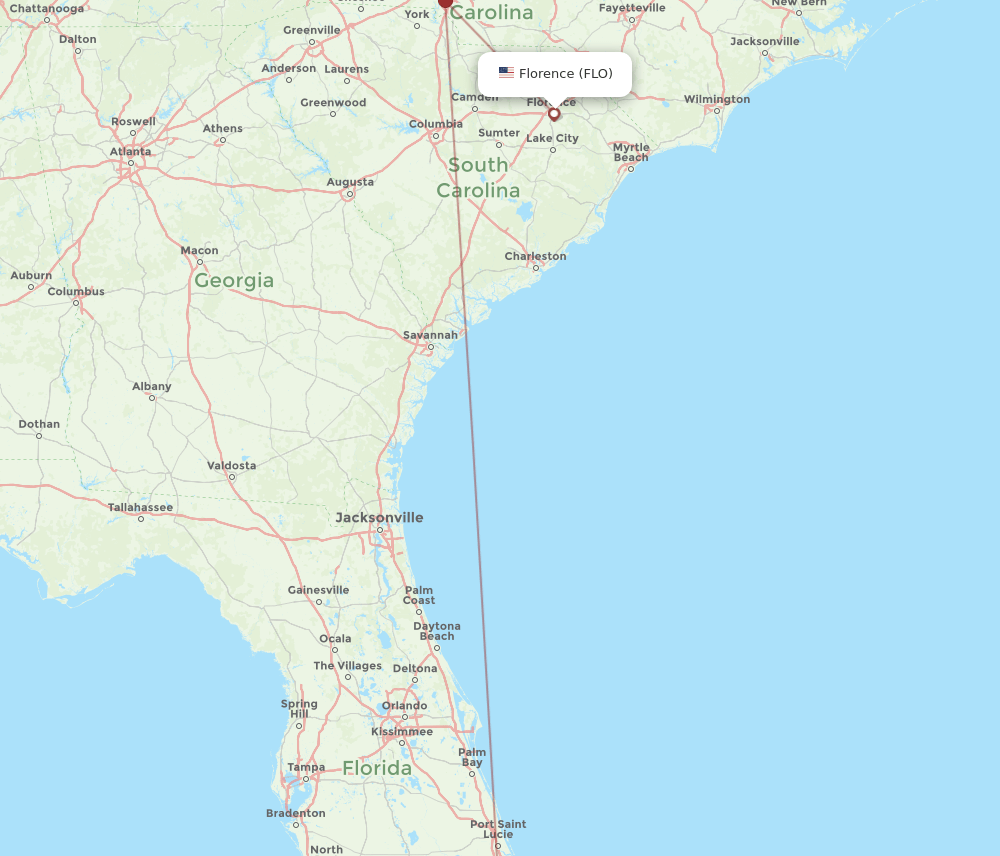 MIA-FLO flight routes
