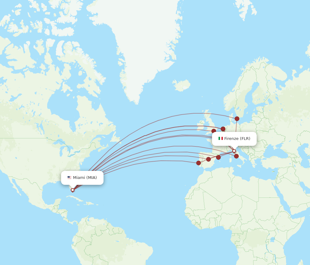 MIA-FLR flight routes