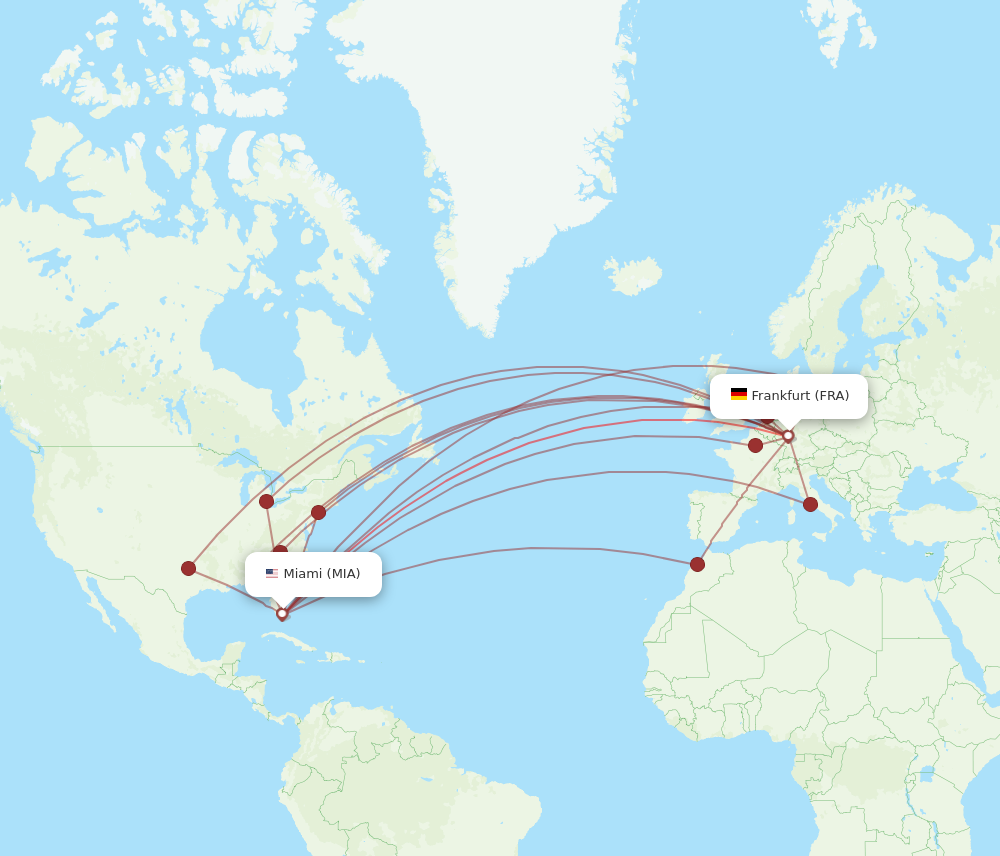 MIA to FRA flights and routes map