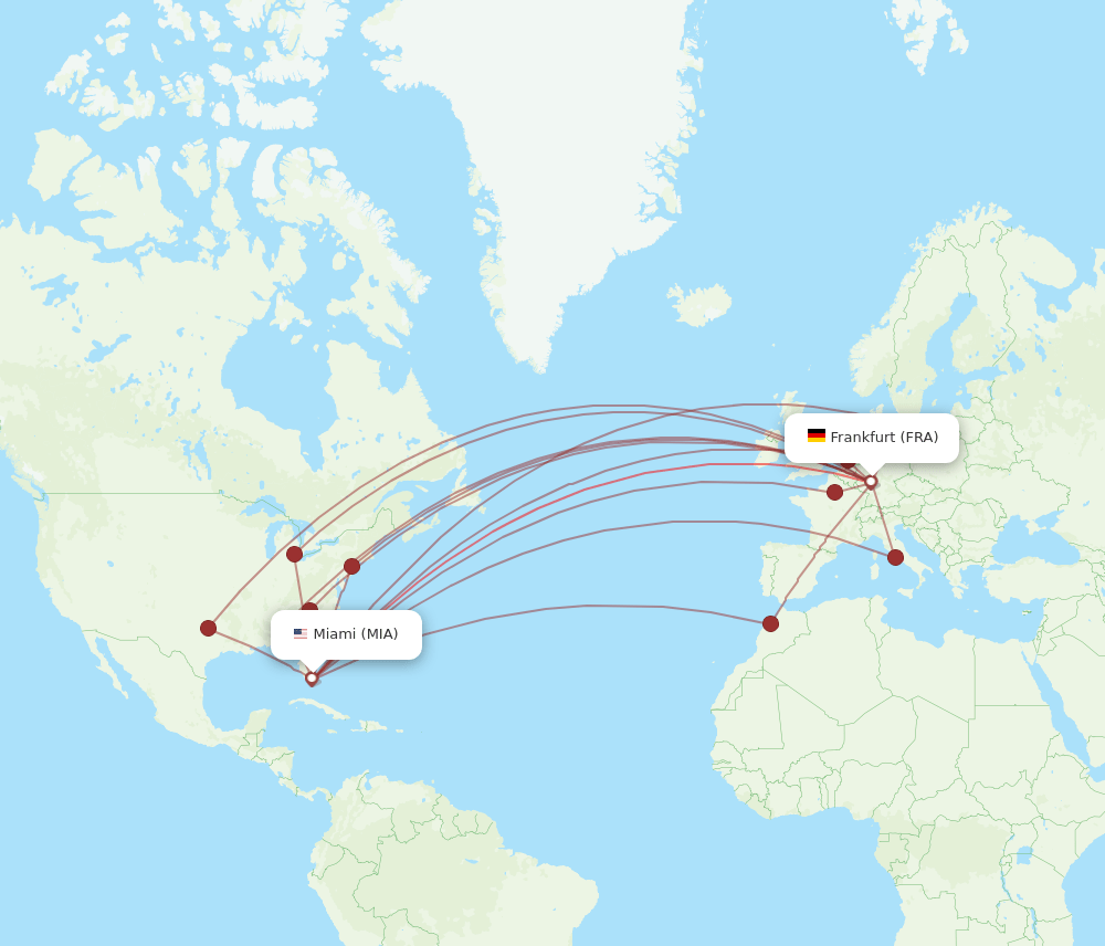 MIA-FRA flight routes