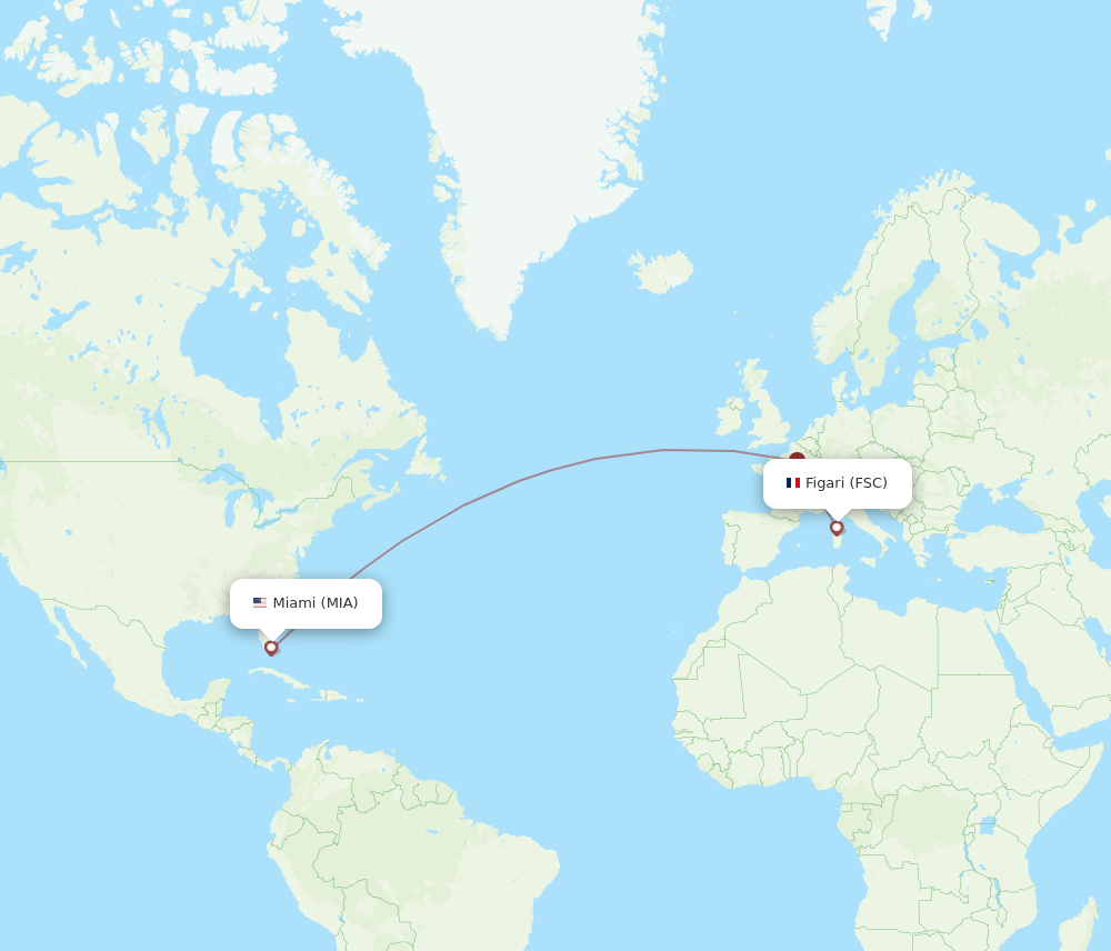 MIA-FSC flight routes
