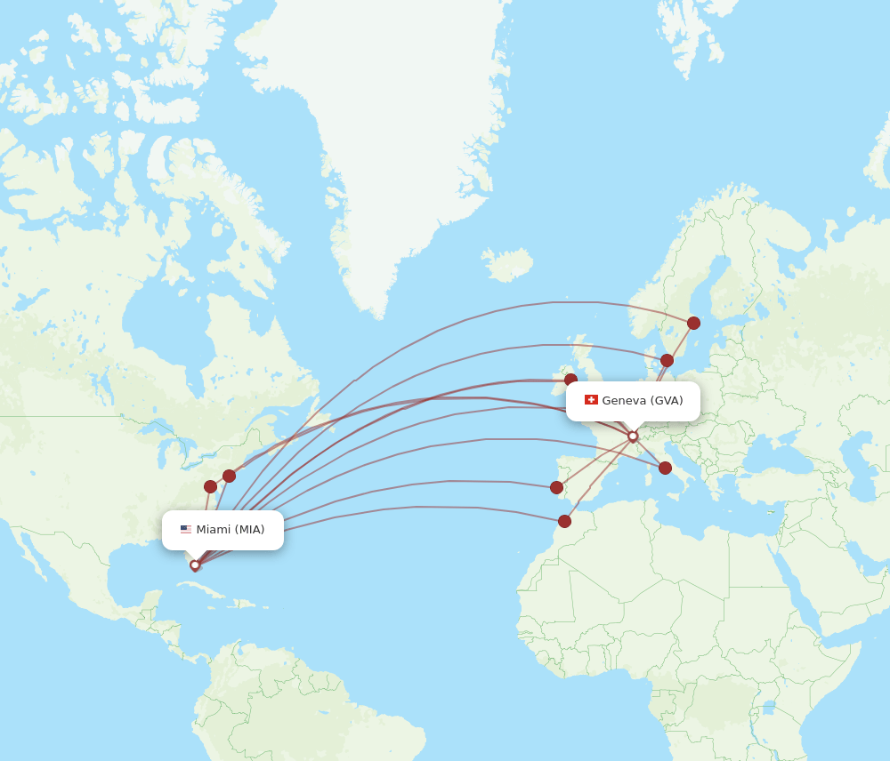 MIA-GVA flight routes