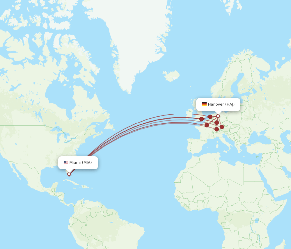 MIA-HAJ flight routes