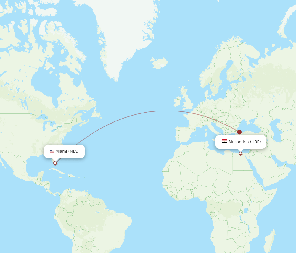 MIA-HBE flight routes