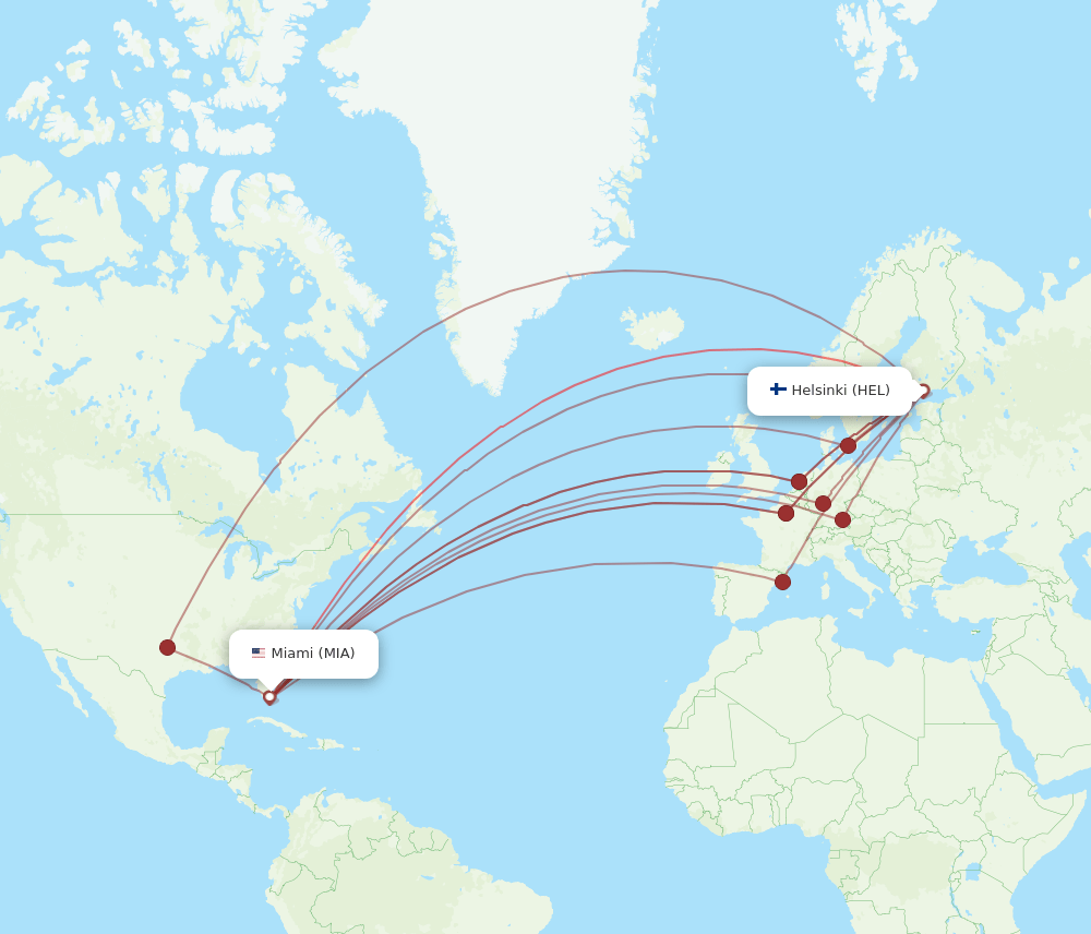 MIA-HEL flight routes