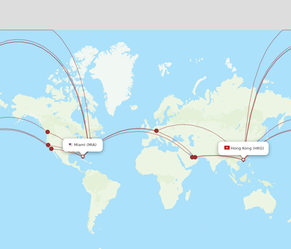 MIA-HKG flight routes