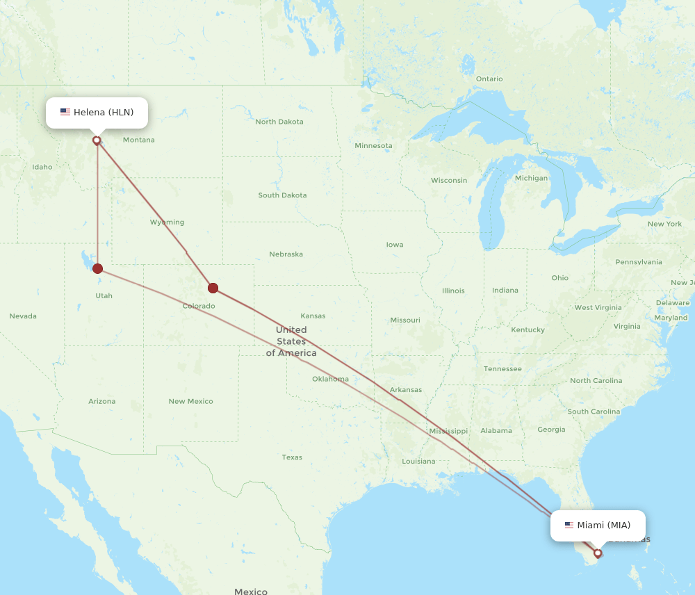 MIA-HLN flight routes