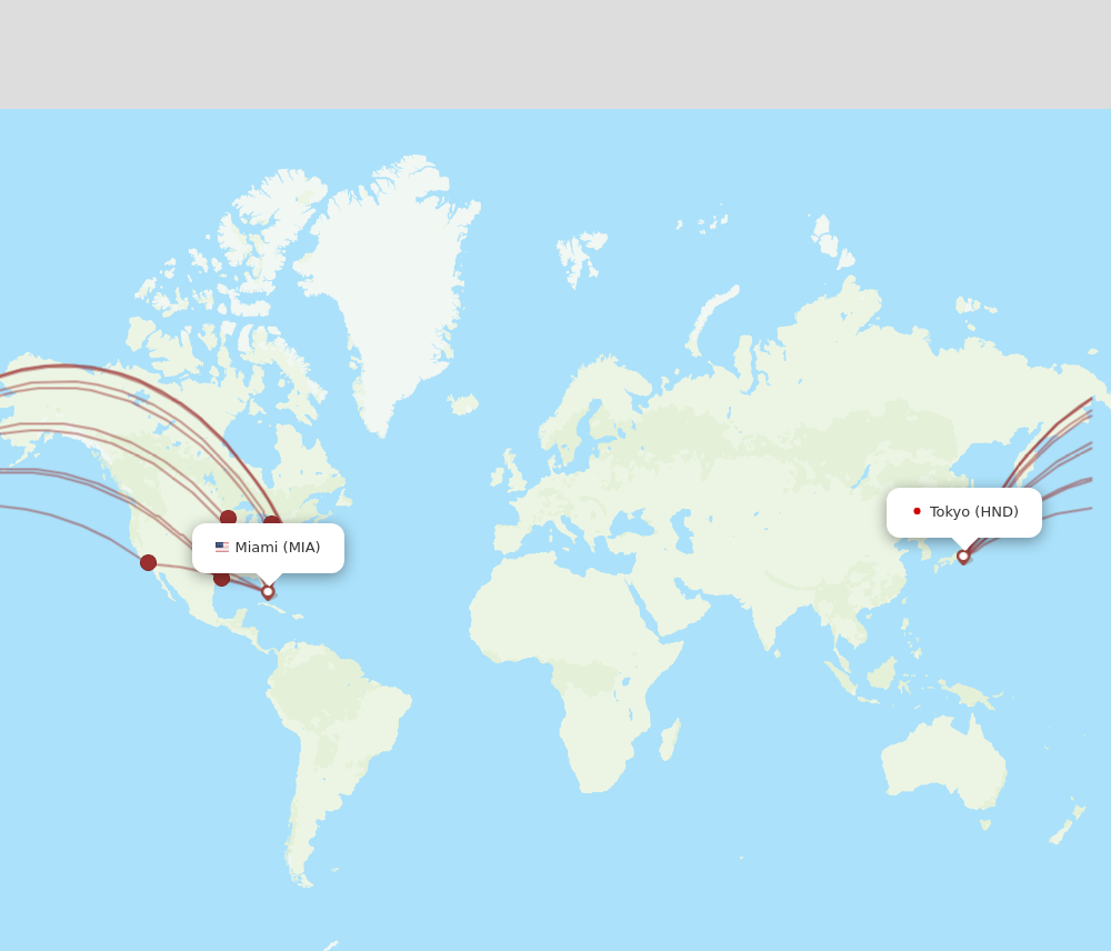 MIA to HND flights and routes map