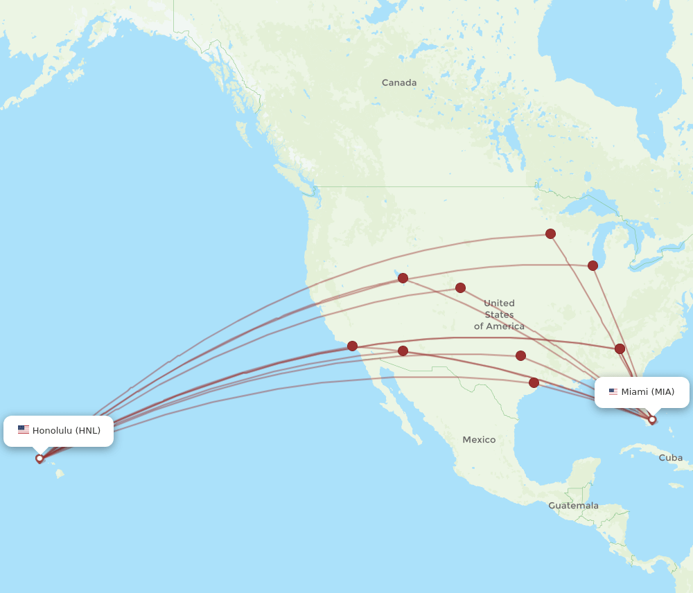MIA-HNL flight routes