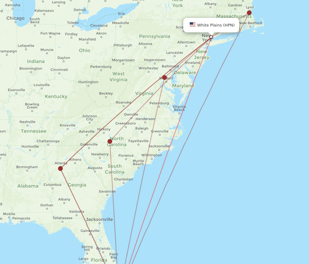 MIA-HPN flight routes