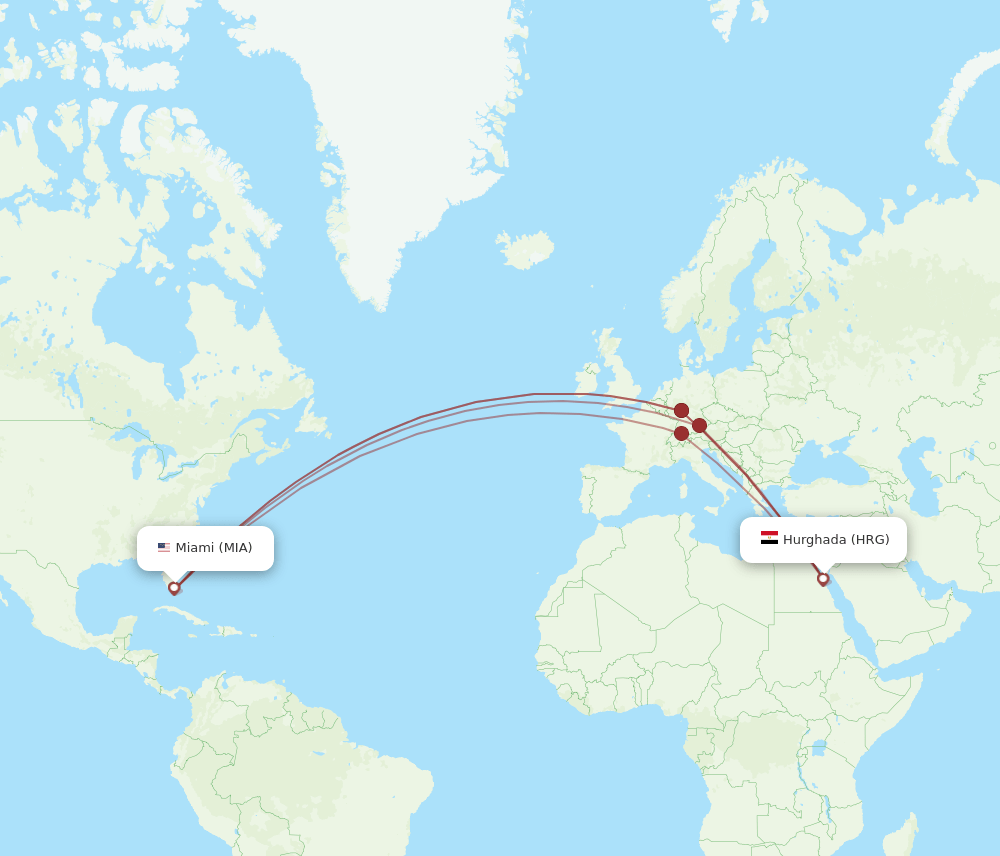 MIA-HRG flight routes