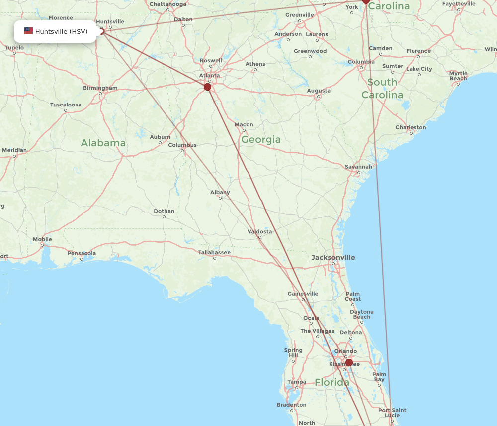 MIA-HSV flight routes