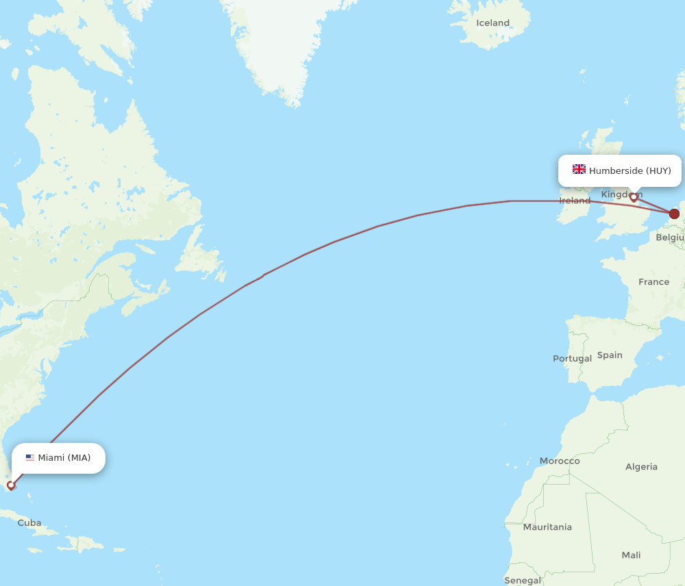 MIA-HUY flight routes