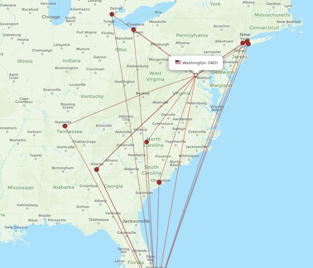 MIA-IAD flight routes