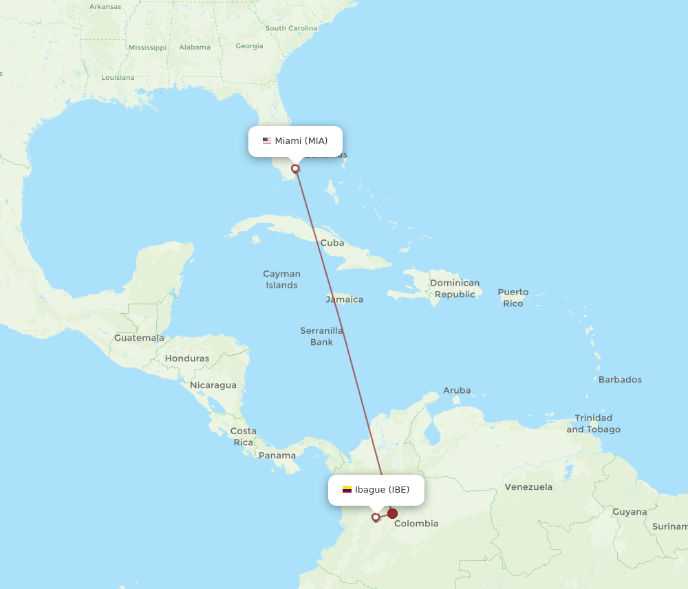 MIA-IBE flight routes