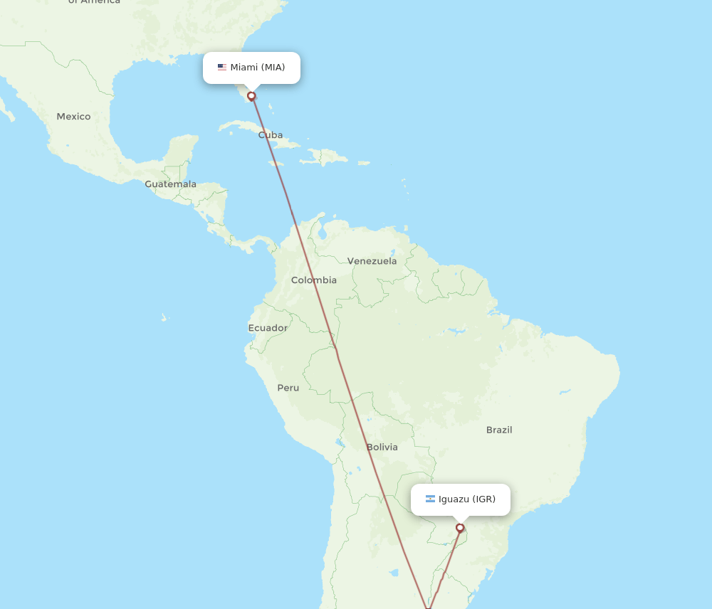 MIA-IGR flight routes