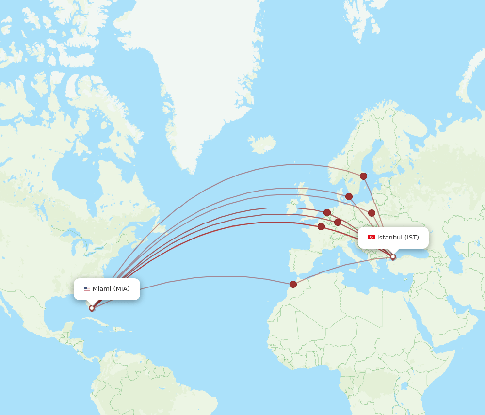 MIA-IST flight routes