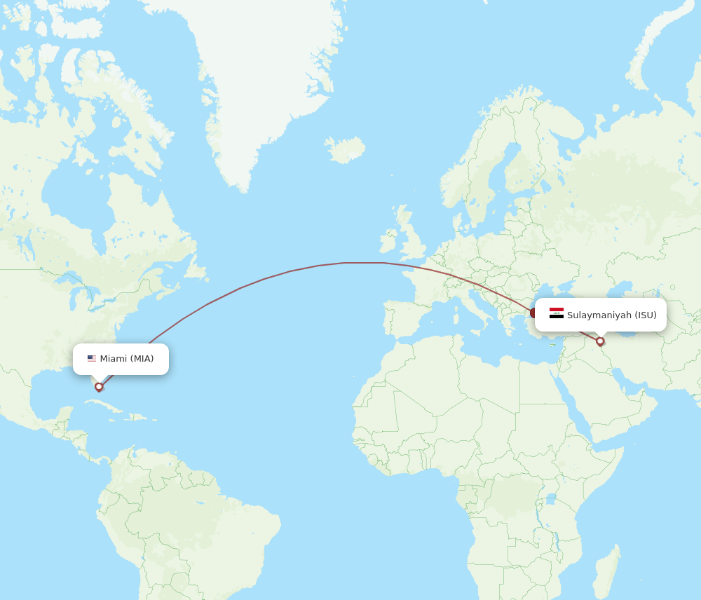 MIA-ISU flight routes