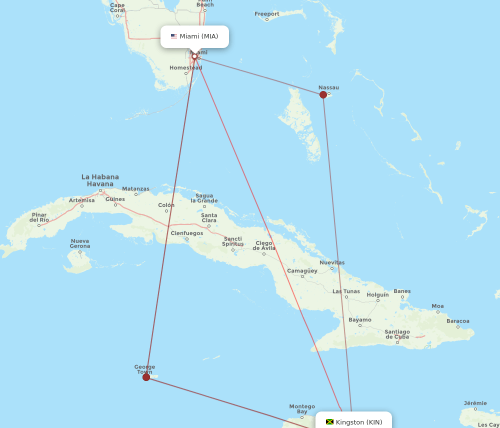 MIA-KIN flight routes