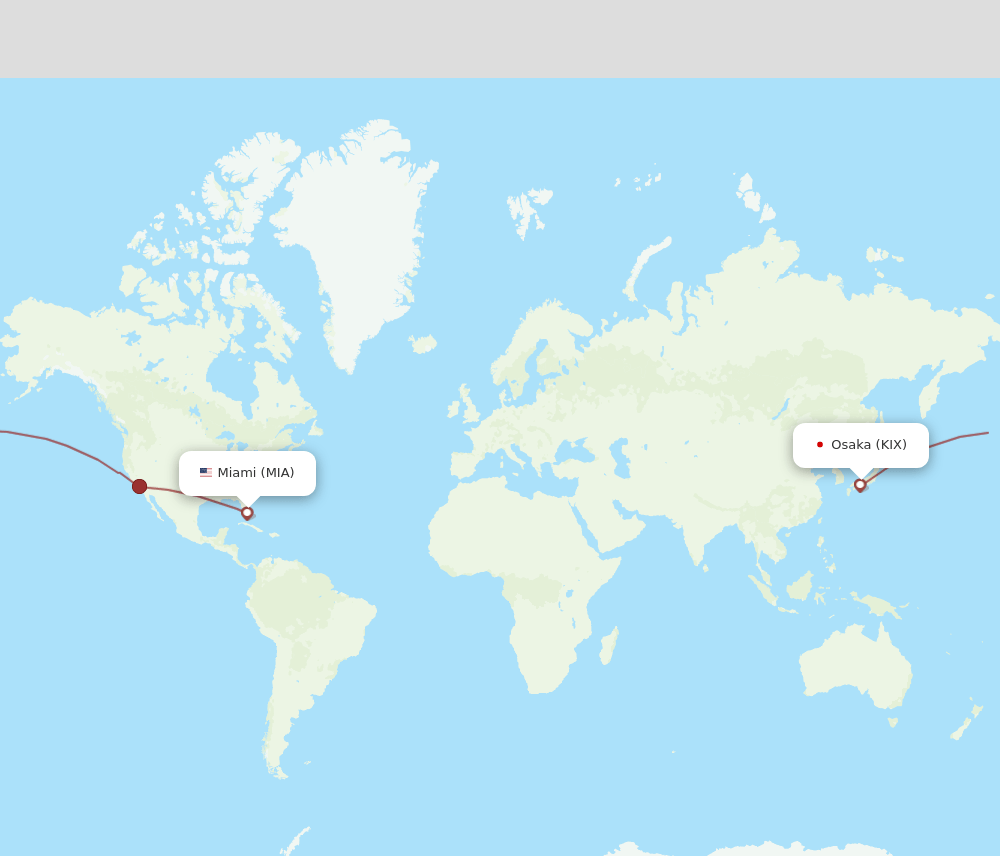 MIA to KIX flights and routes map