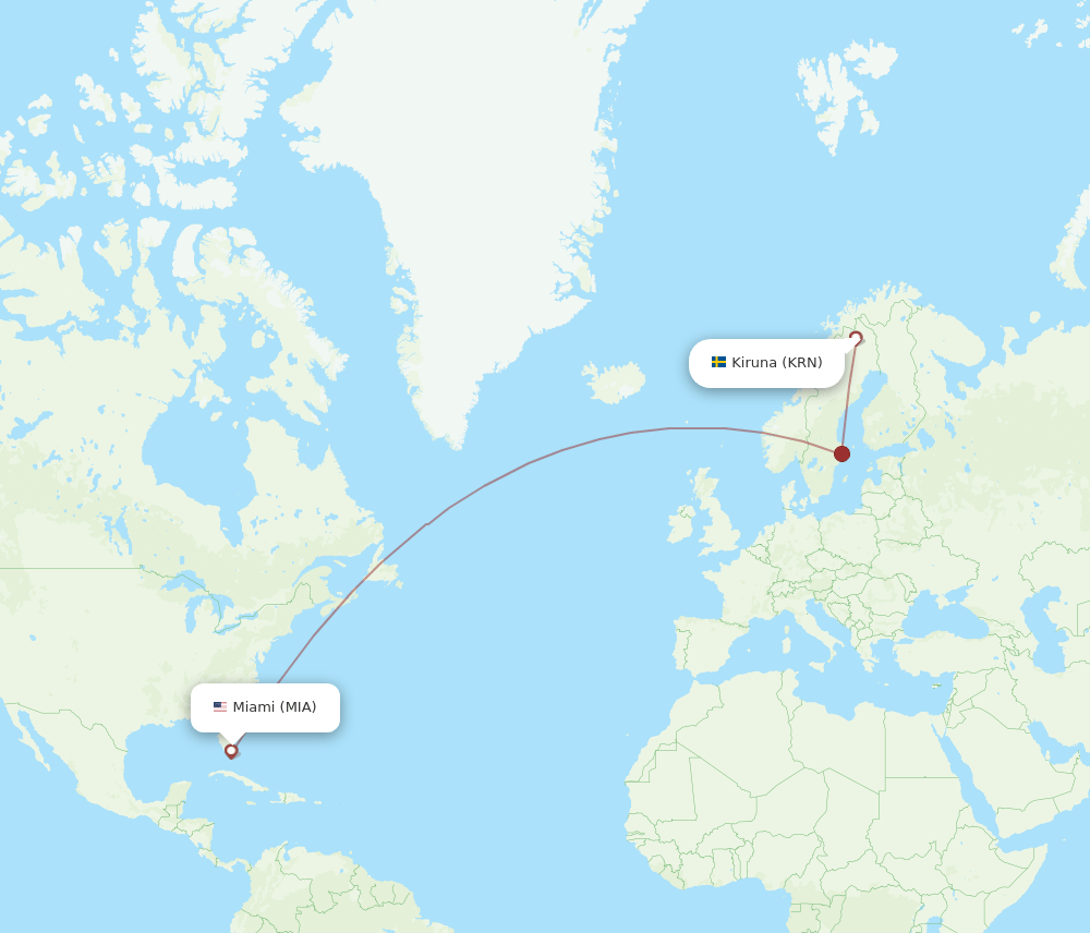 MIA-KRN flight routes