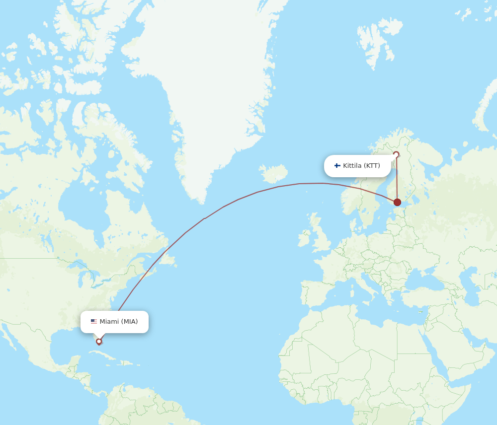 MIA-KTT flight routes