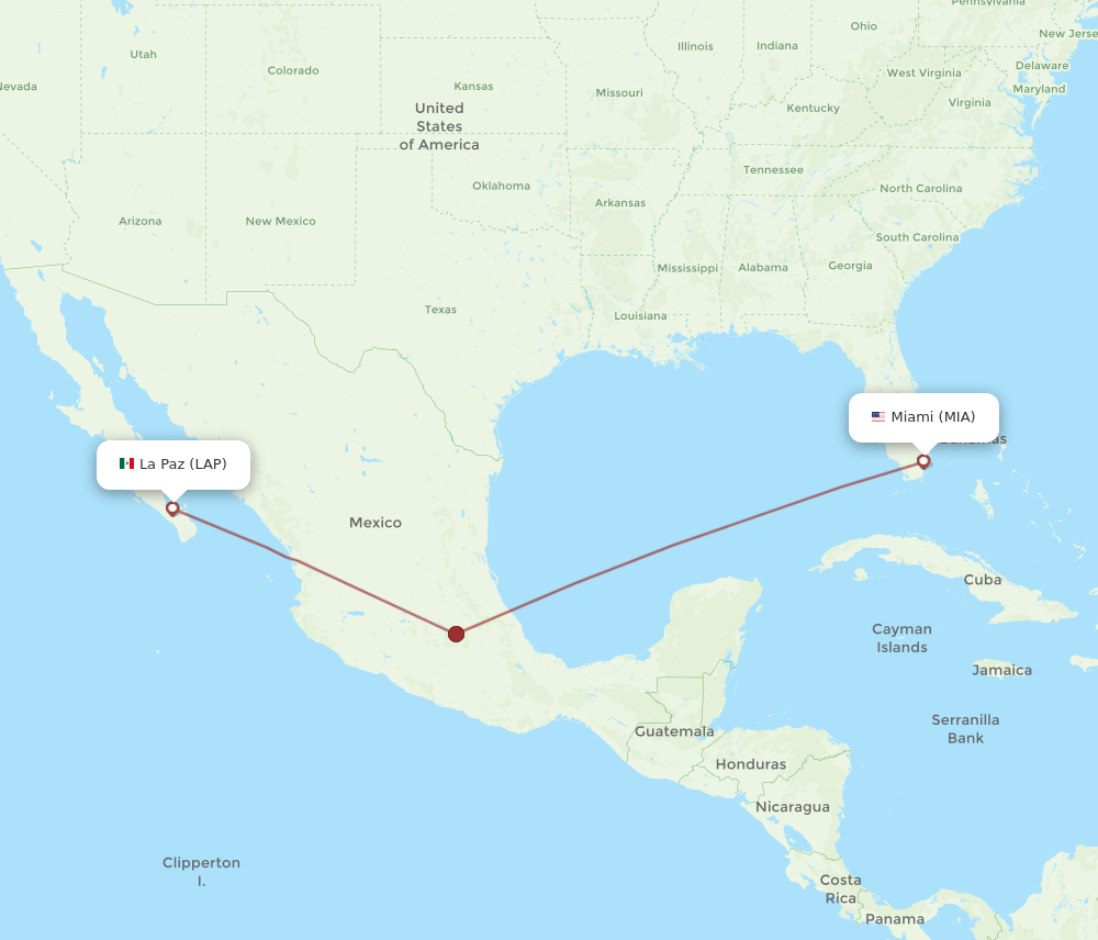 MIA to LAP flights and routes map
