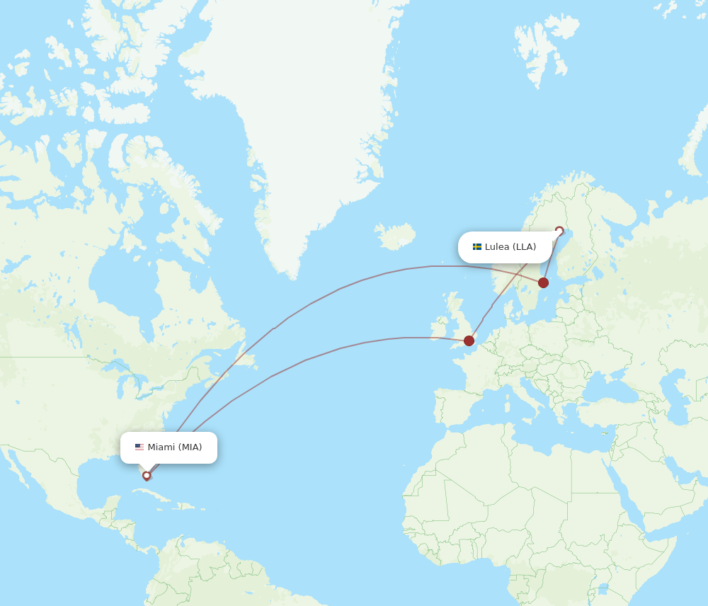 MIA-LLA flight routes