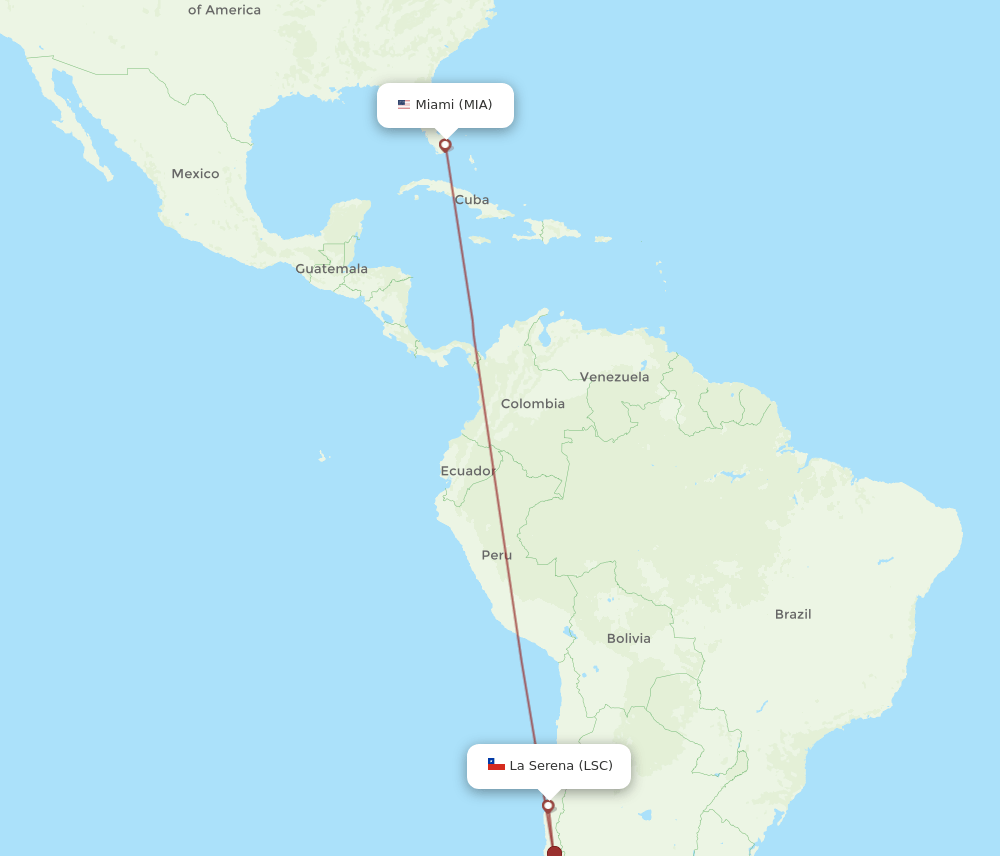 MIA-LSC flight routes