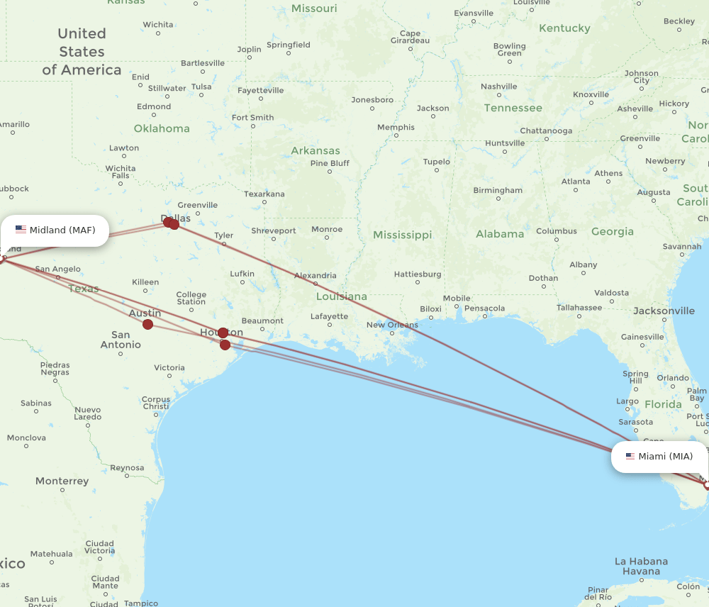 MIA-MAF flight routes