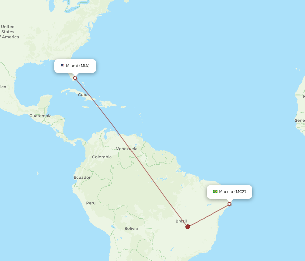 MIA-MCZ flight routes