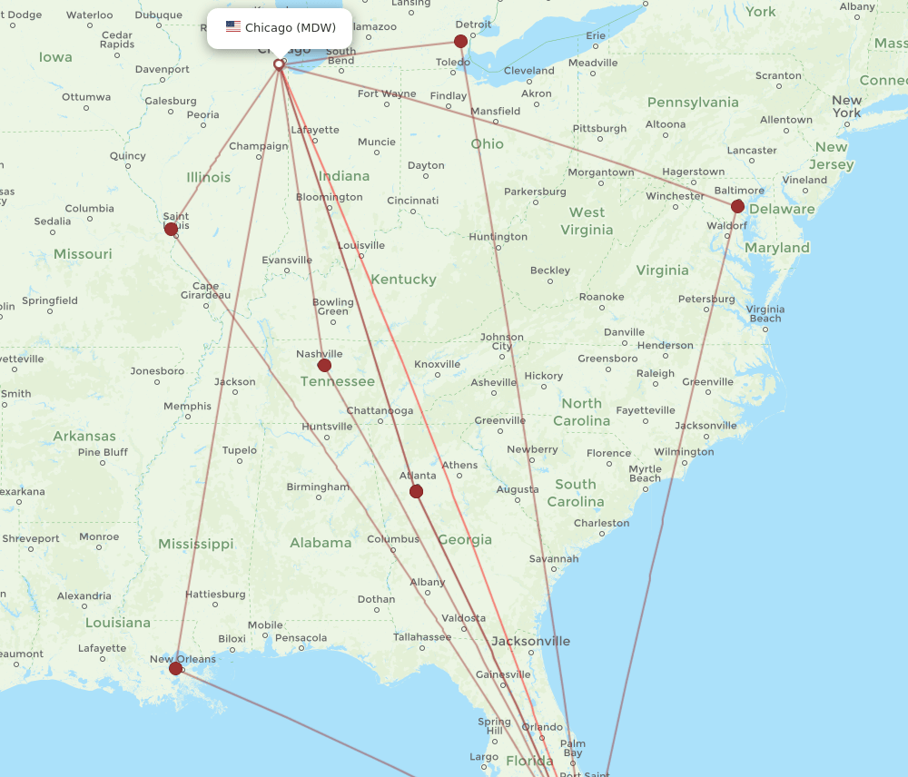 MIA-MDW flight routes