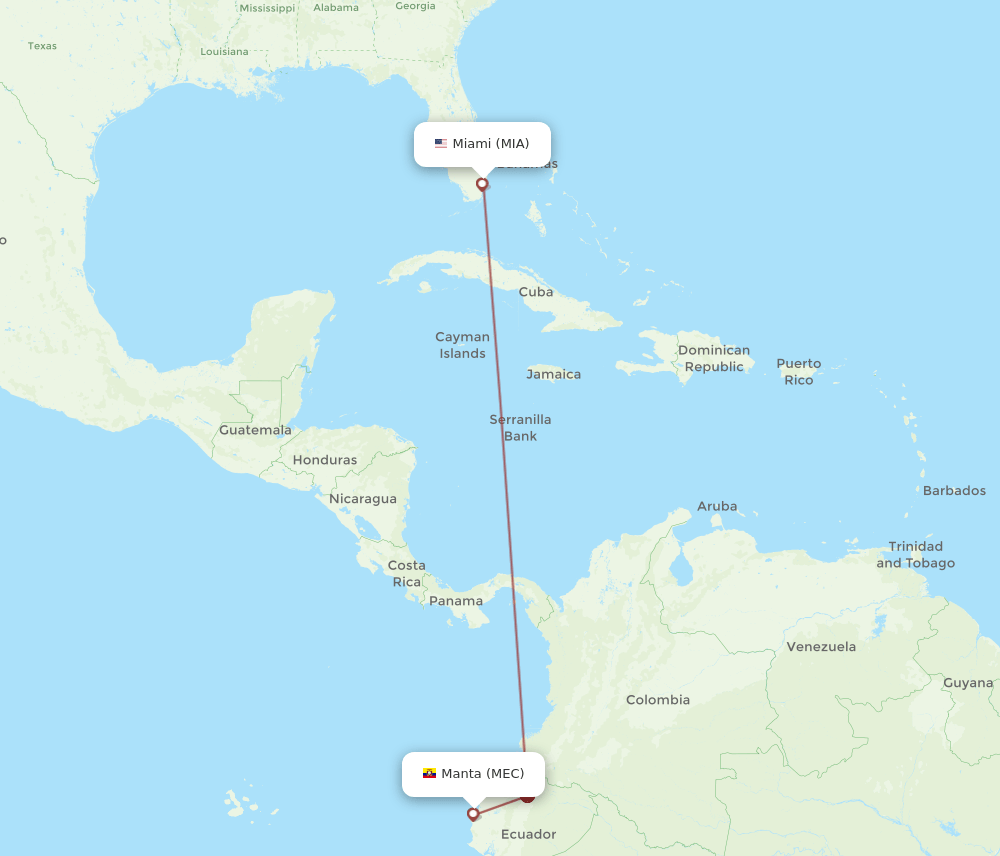 MIA-MEC flight routes