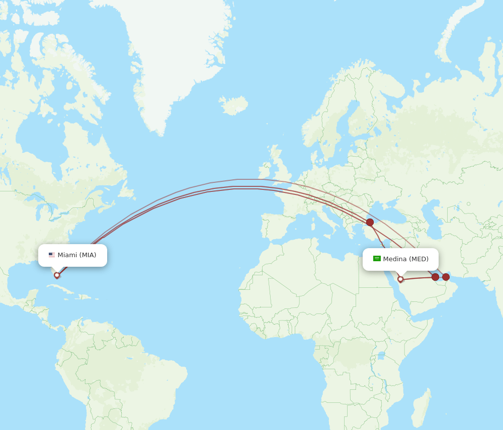 MIA-MED flight routes