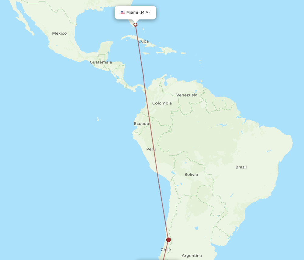 MIA-MHC flight routes