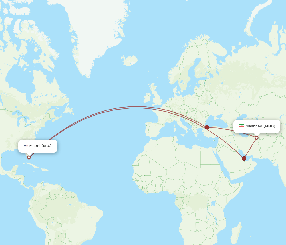 MIA-MHD flight routes