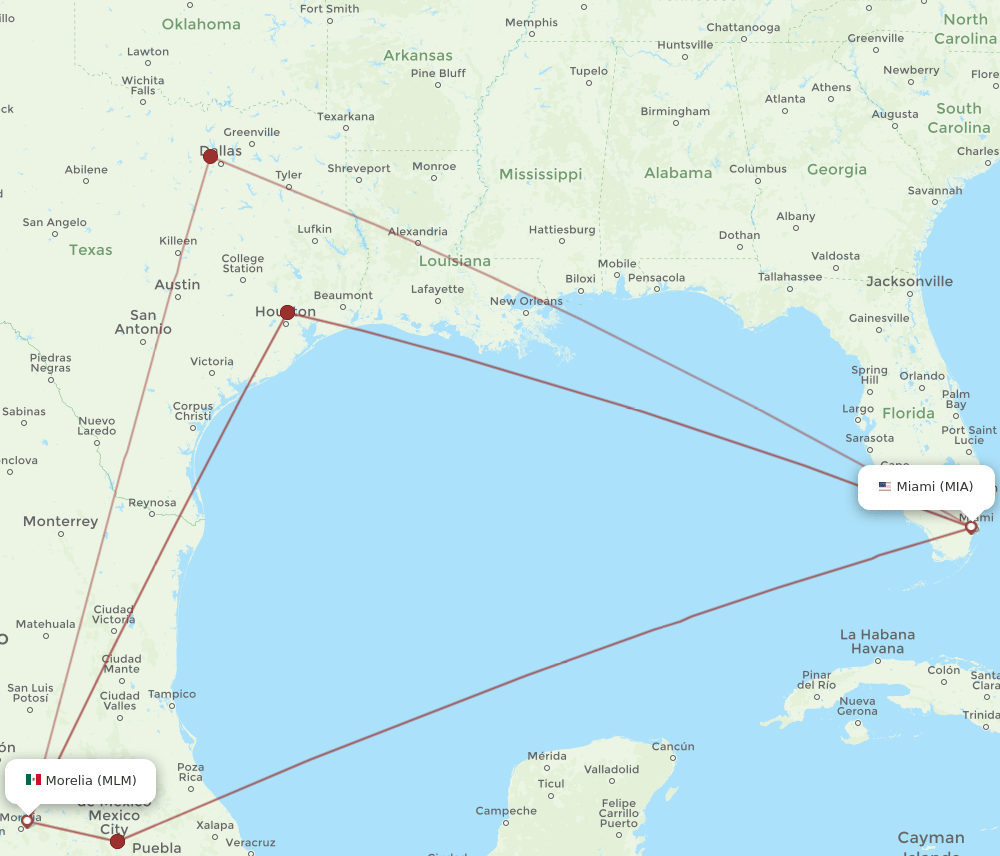 MIA-MLM flight routes